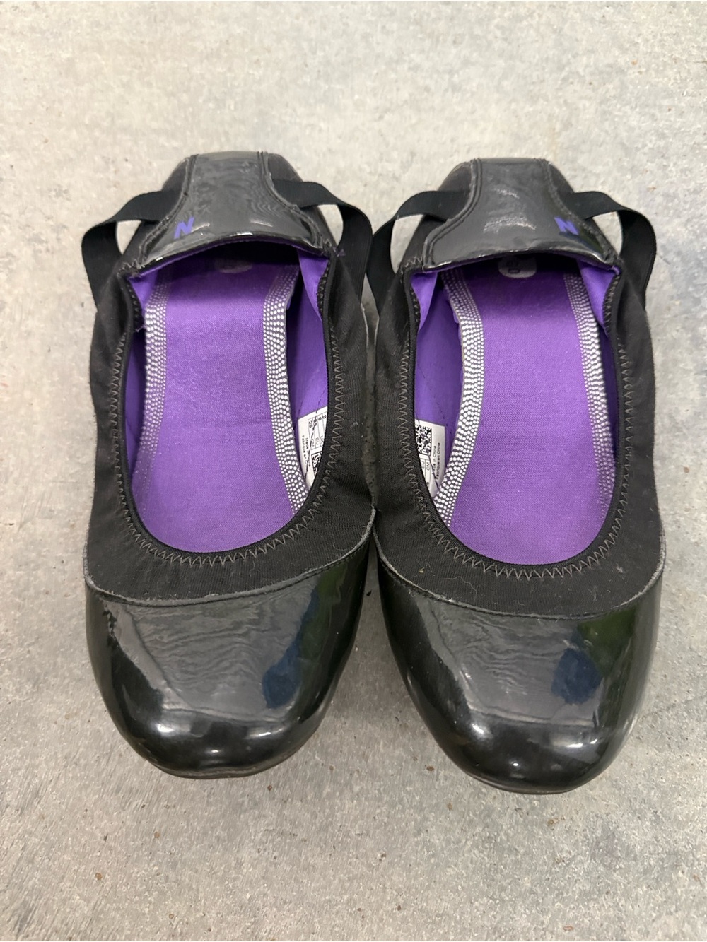 New Balance Black Ballet Flats with Purple Insole